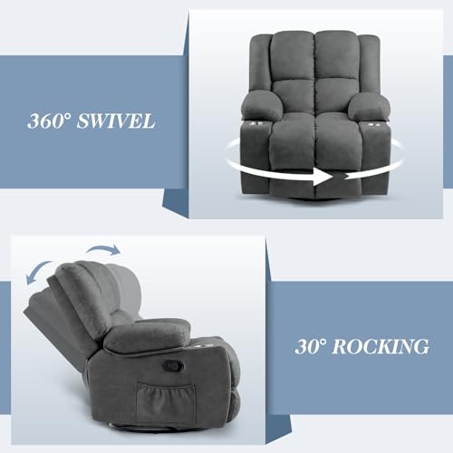 Oversized Power Lift Recliner Chair with Massage, Dark Grey W8354