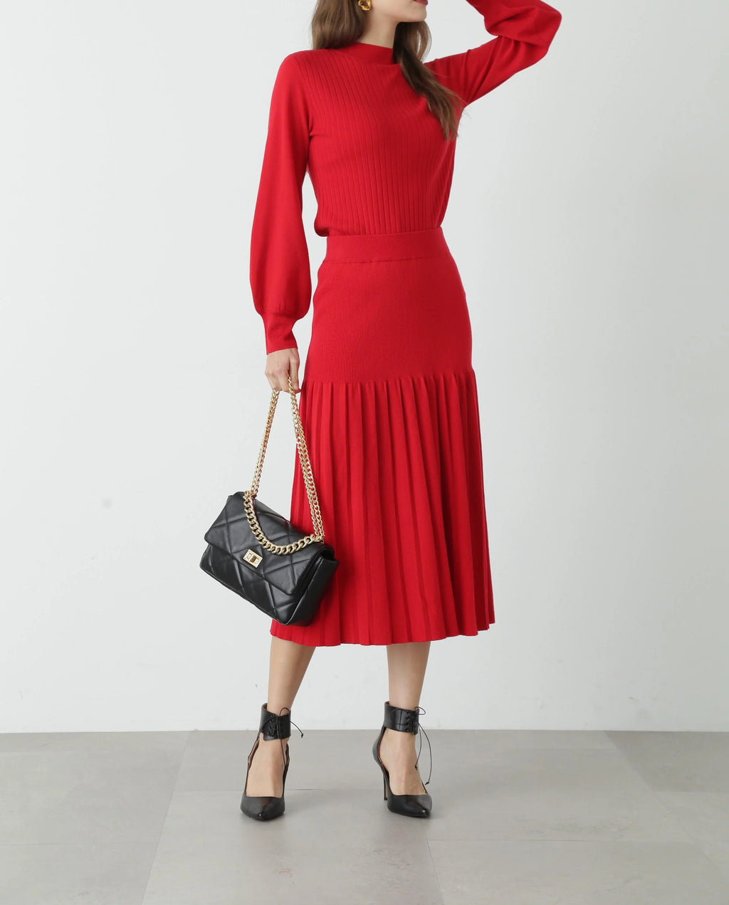 Knit pleated skirt P3063