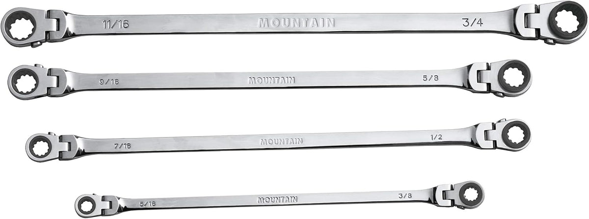 4-Piece SAE Double Box Universal Spline Ratcheting Wrench Set W787001