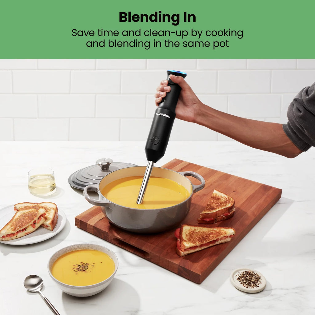 Black Cordless Handheld Immersion Blender with Stainless-Steel Blade G407