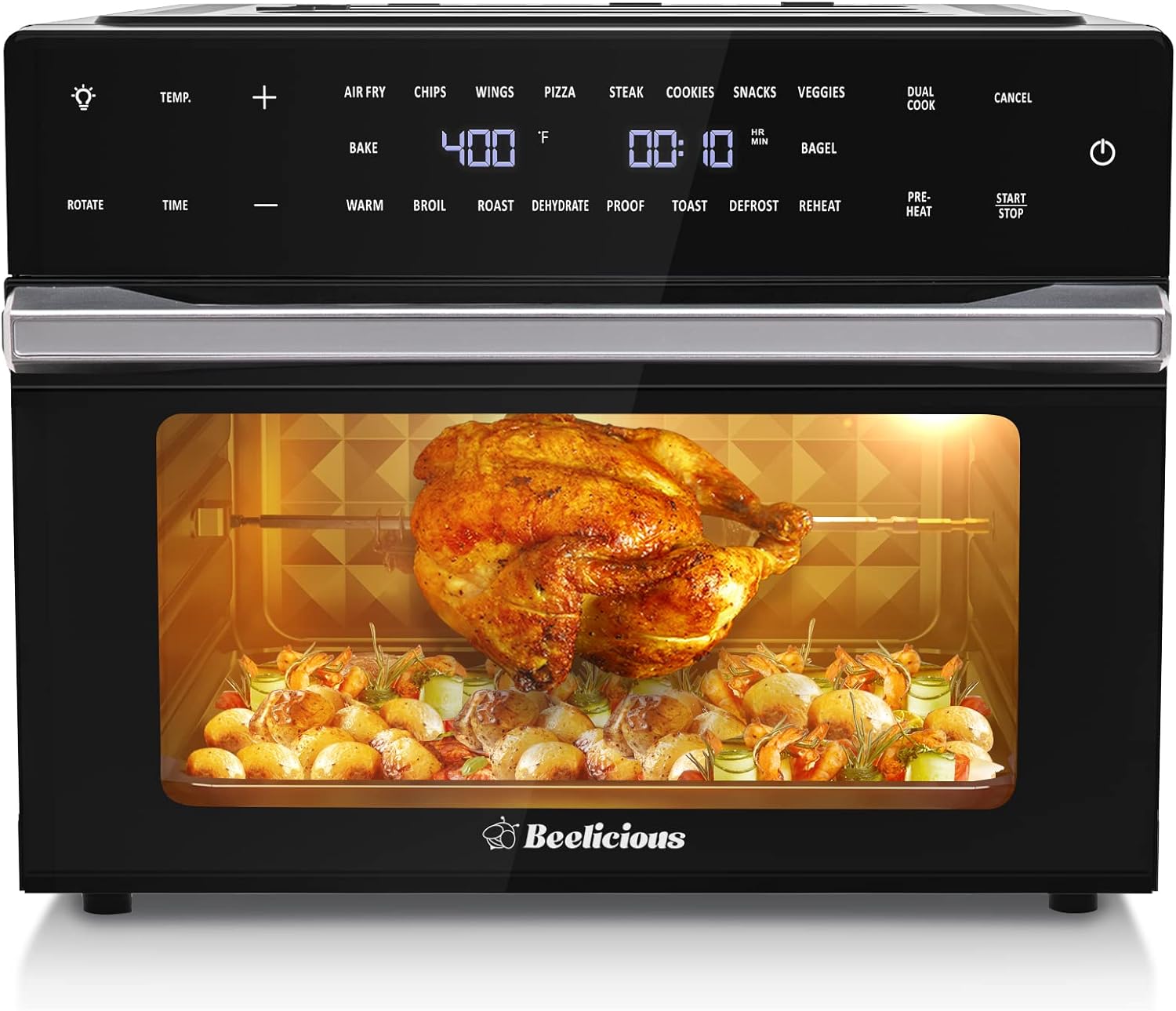 32QT Extra Large Digital Convection Oven Air Fryer Combo with Rotisserie and Dehydrator, Black T466810