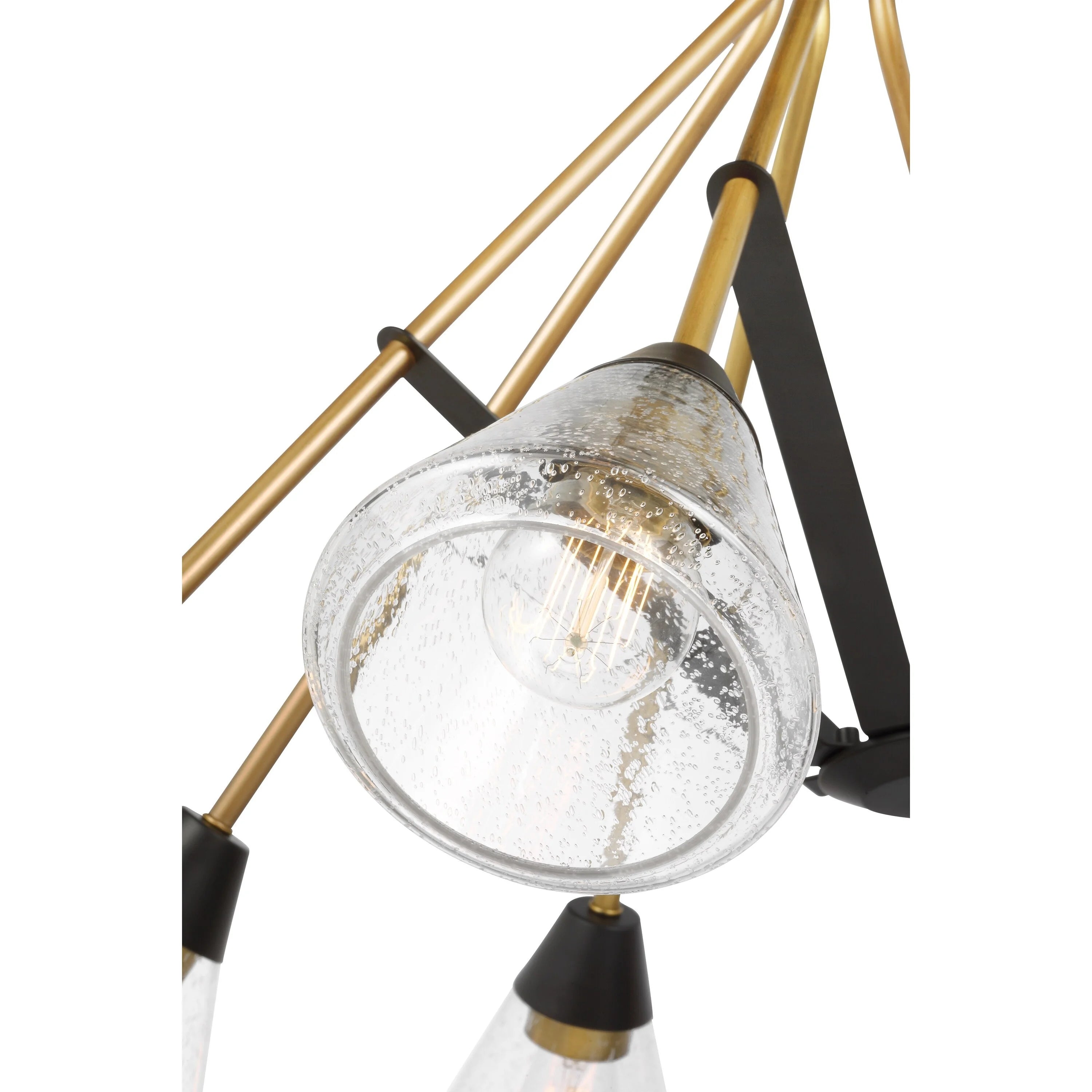 Matte Black 8 Light Chandelier with Clear Seeded Glass N30521