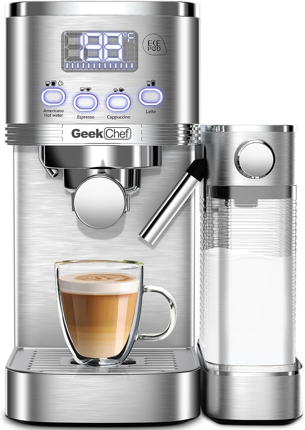 7-in-1 Espresso Machine with Automatic Milk Frother, 20 Bar, Stainless Steel N30776