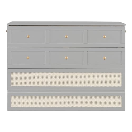 Queen Size White Wooden Murphy Bed with Drawer O5842