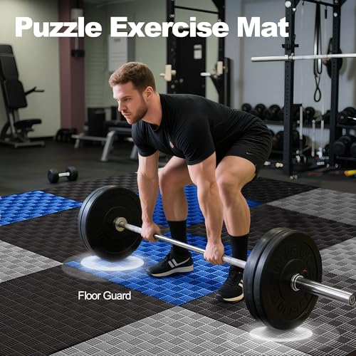 1" Thick EVA Interlocking Foam Gym Flooring Mat, Black (24 Sq Ft) O970102