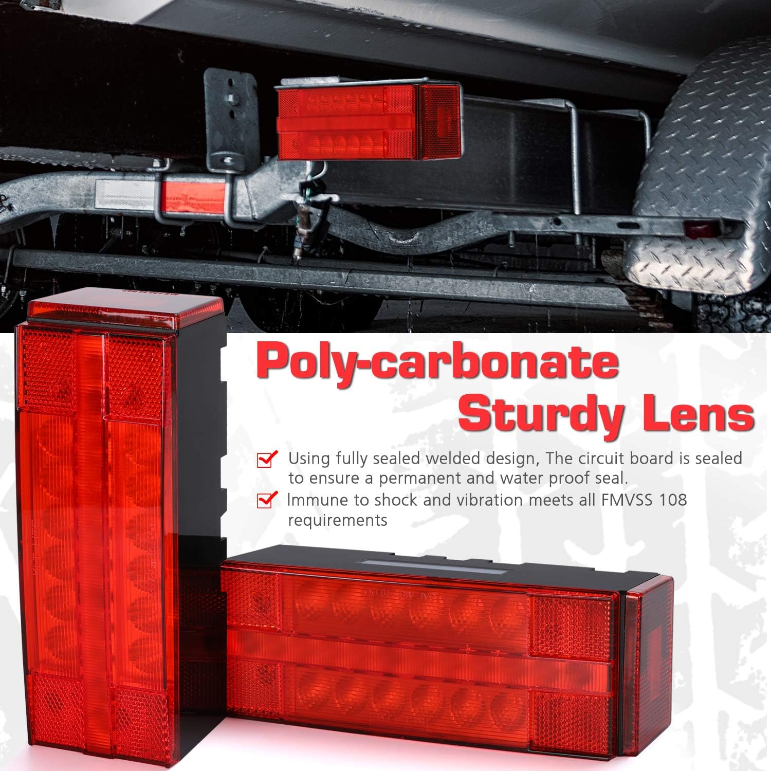 Submersible LED Trailer Light Kit, Waterproof Tail Lights W904093