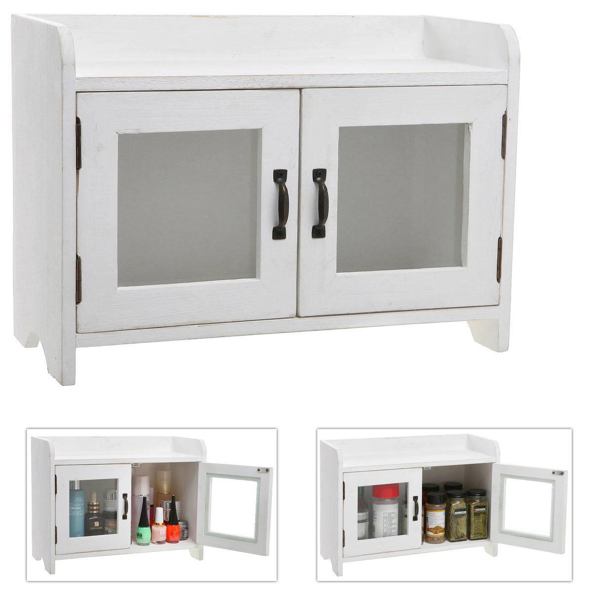 Antique White Wood Cabinet Organizer C6525