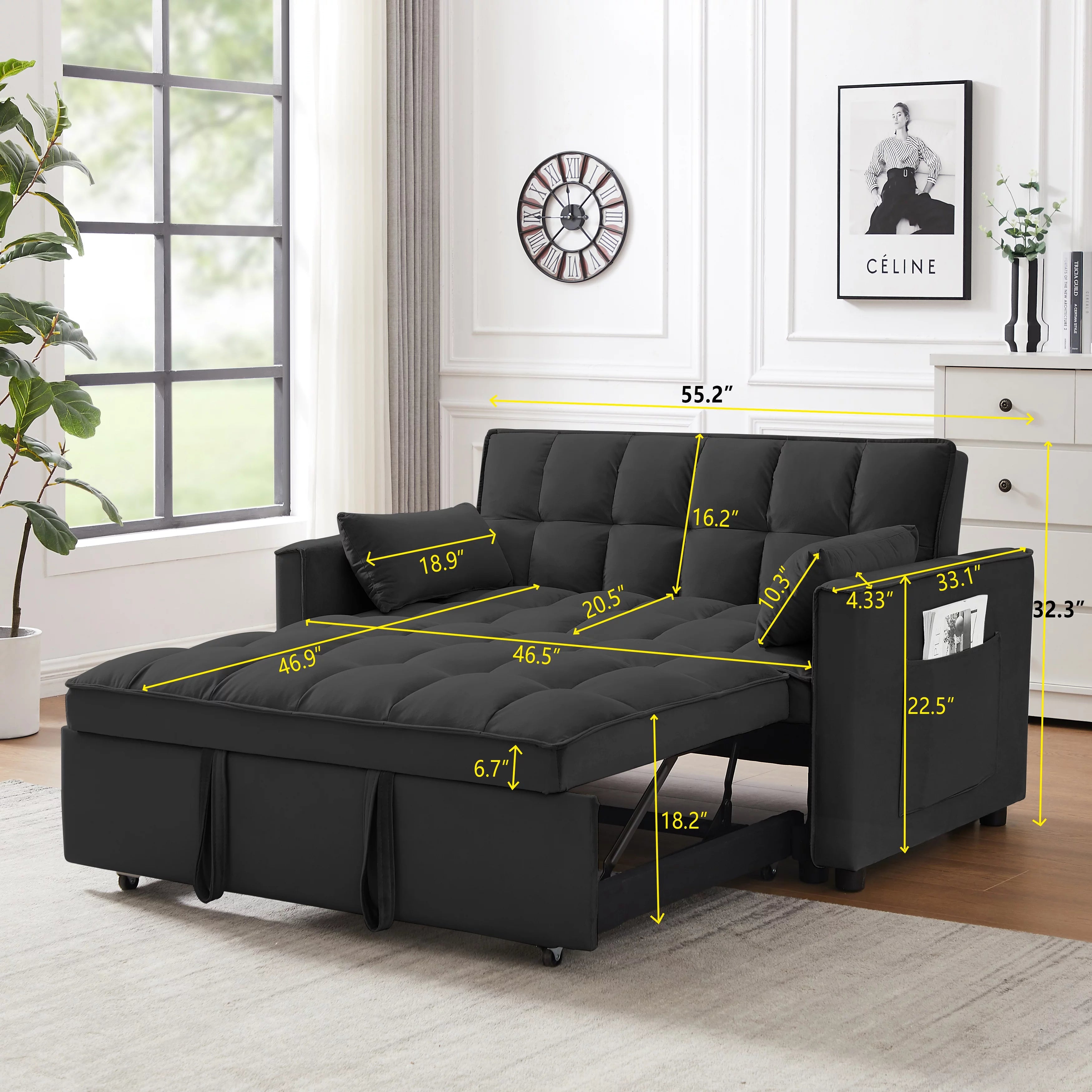 Modern Velvet Convertible Sofa Bed O4327
