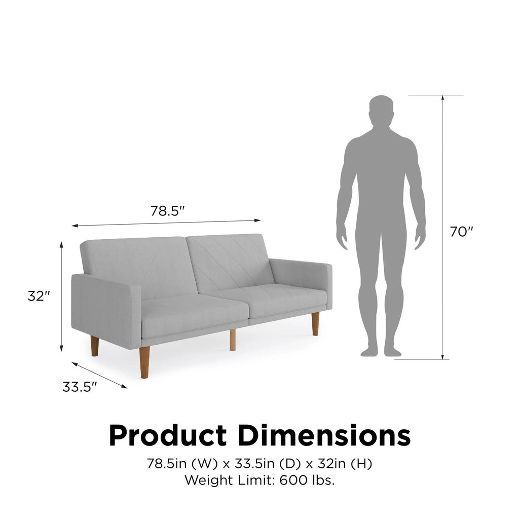 Light Gray Linen Convertible Sofa Bed with USB Port J915393
