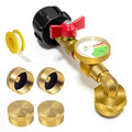 Propane Refill Adapter with Gauge Valve, Solid Brass O335