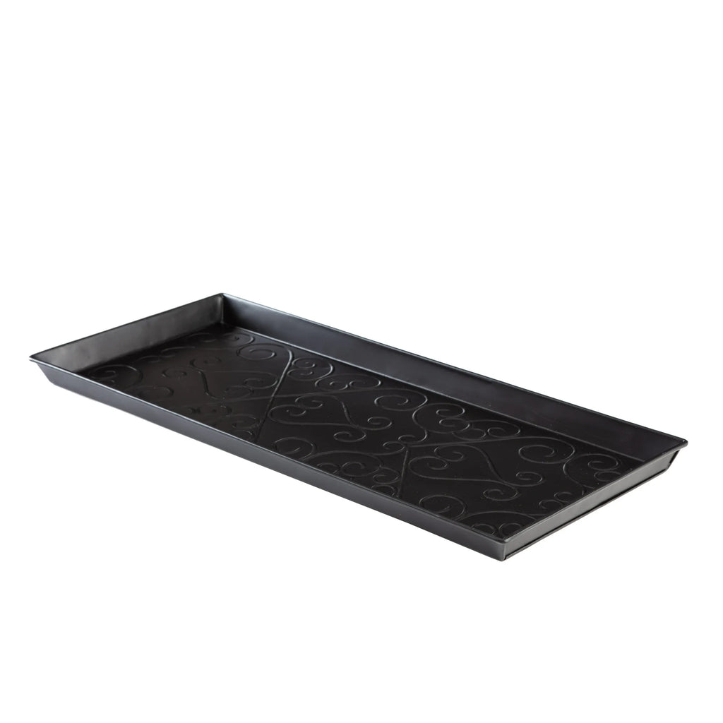 Black Metal Boot Tray with Coir Insert O442080