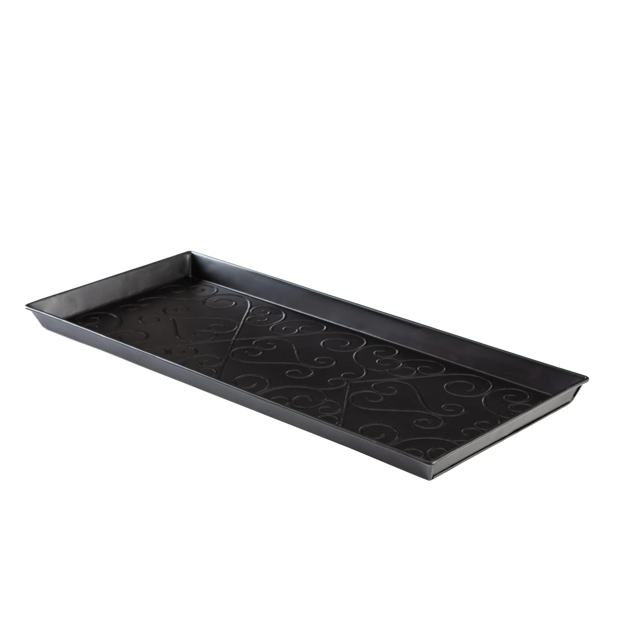 Black Metal Boot Tray with Coir Insert O442080