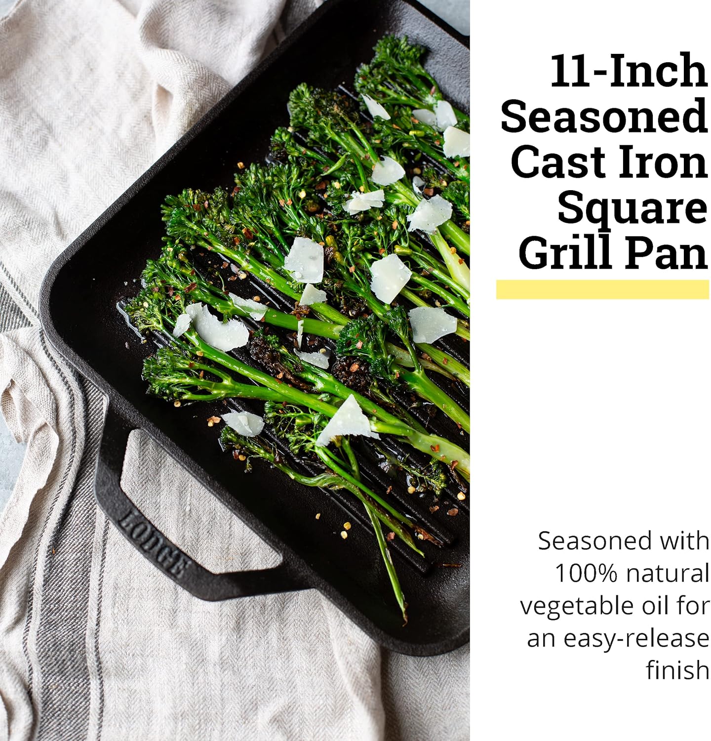 11 in Pre-Seasoned Cast Iron Square Grill Pan X7154