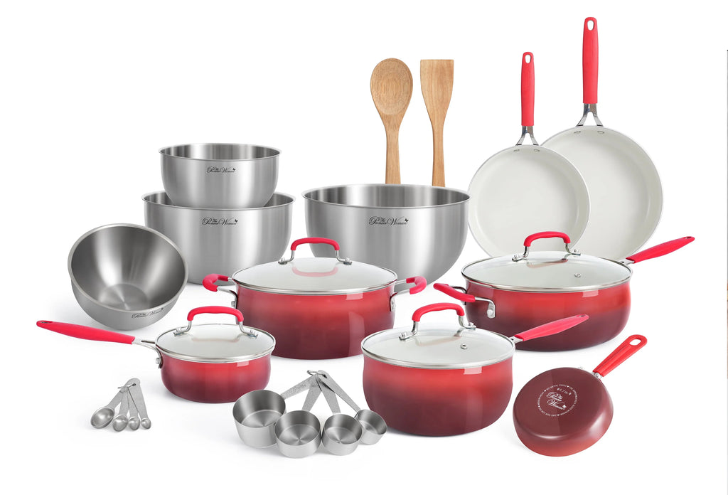 25 Piece Ceramic Nonstick Aluminum Cookware Set O88141
