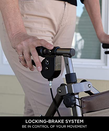 Short Foldable 4-Wheel Rolling Walker with Seat and Locking Brakes J877697