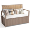 Black Beige 90 Gallon Outdoor Wicker Storage Bench with Cushion J1291