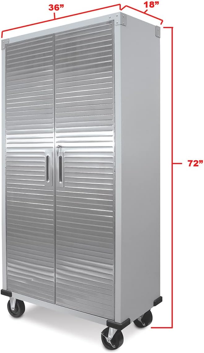 Full Door Rolling Storage Cabinet, 36" W x 18" D x 72" H, Granite M933