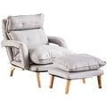 Gray Linen Accent Chair with Ottoman T8781