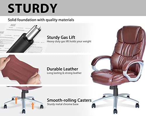 Big and Tall High Back Leather Office Chair with Armrest O2622