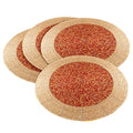 Gold 13 Inch Round Set of 4 Beaded Placemats I61900