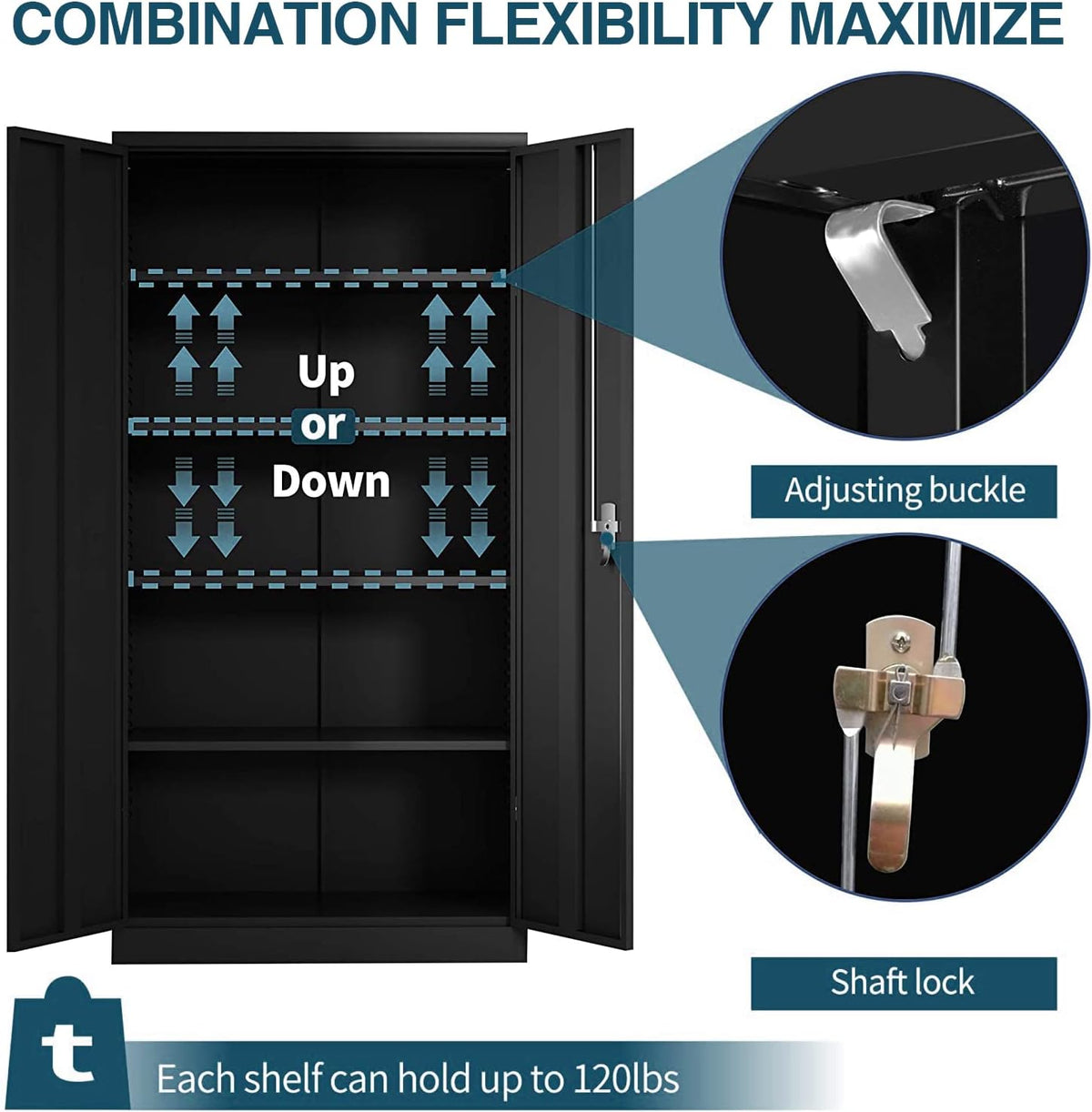 72'' Metal Storage Cabinet with 4 Adjustable Shelves C763461