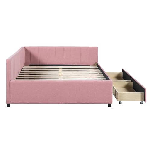 Twin Linen Fabric Upholstered Daybed with Trundle F815793