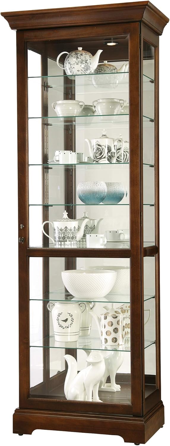 Cherry Bordeaux Seven Glass Shelves Curio Cabinet I4936