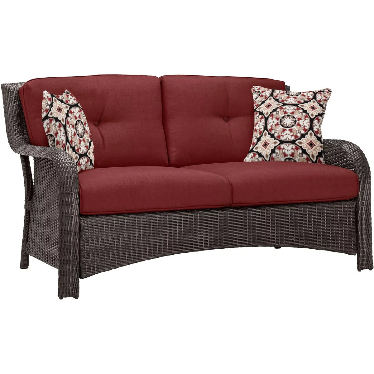 6-Piece Wicker Outdoor Conversation Set, Crimson Red E281055