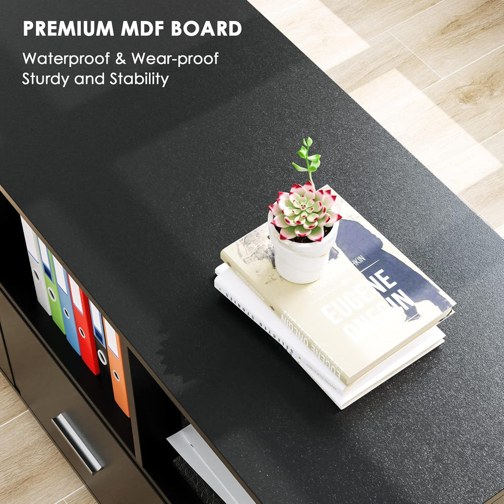 Black Wood Lateral File Cabinet with Lock V333412