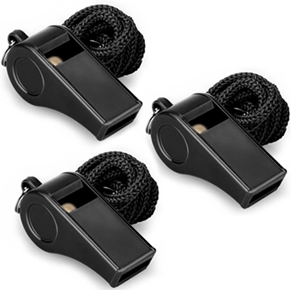 3 Packs Plastic Sports Whistles with Lanyard V855