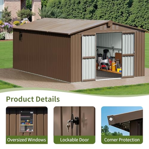 Brown Steel Outdoor Storage Shed R7282