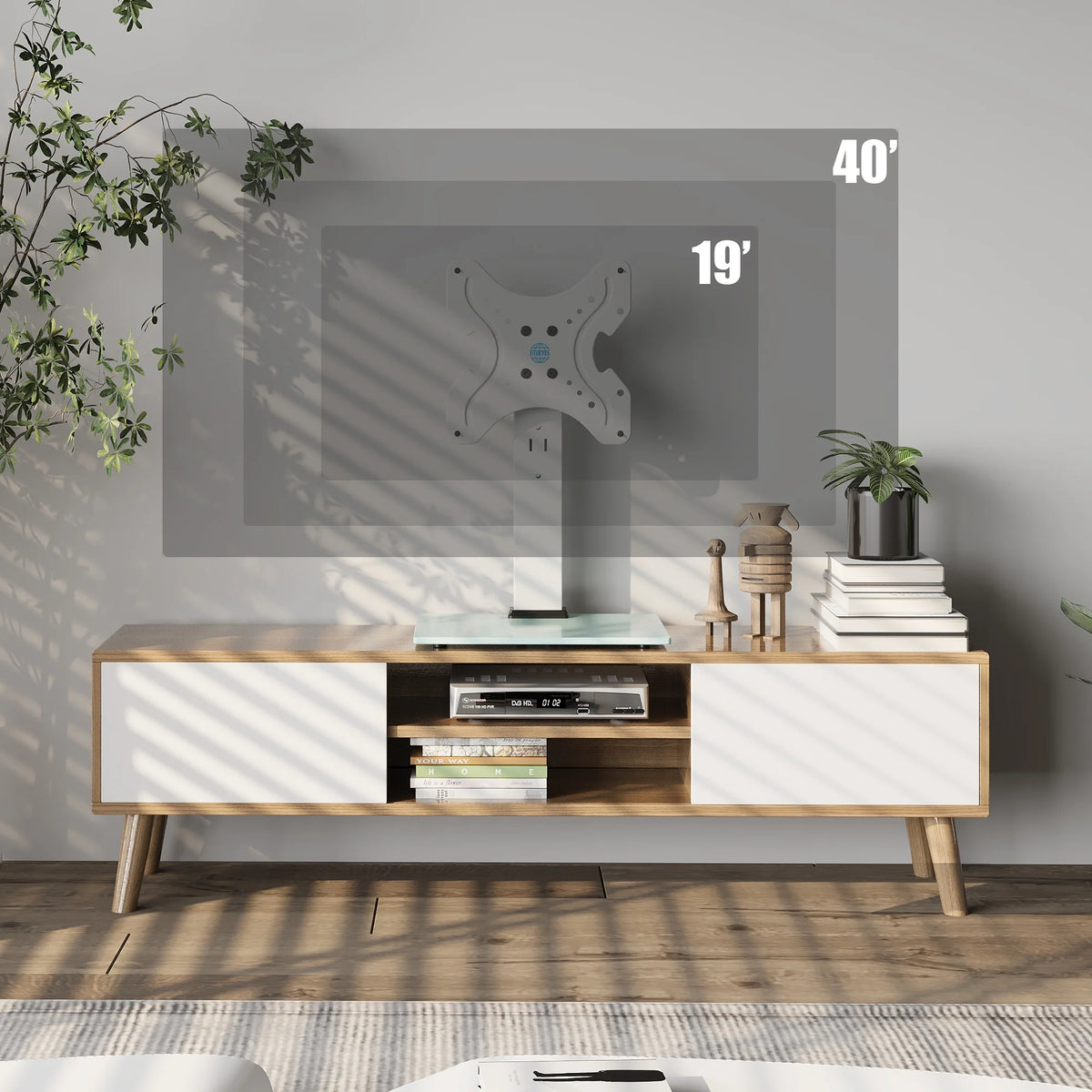 White Universal TV Stand Tabletop TV Base with Swivel Mount for 19''-40" inch Flat Screen Tvs R53263