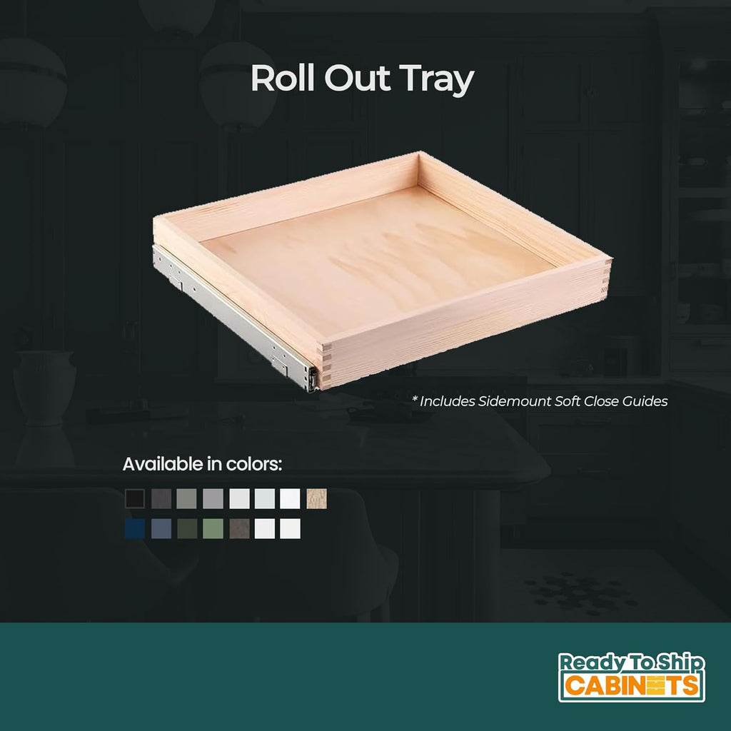 21W x 4H inch White Roll Out Tray with Soft Close V410