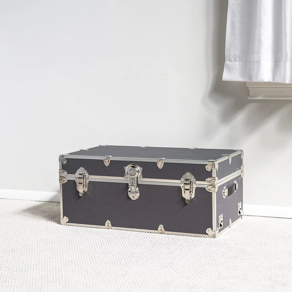 Large Leather Embossed Vinyl Trunk 32"x18"x14" Forest Green S771384
