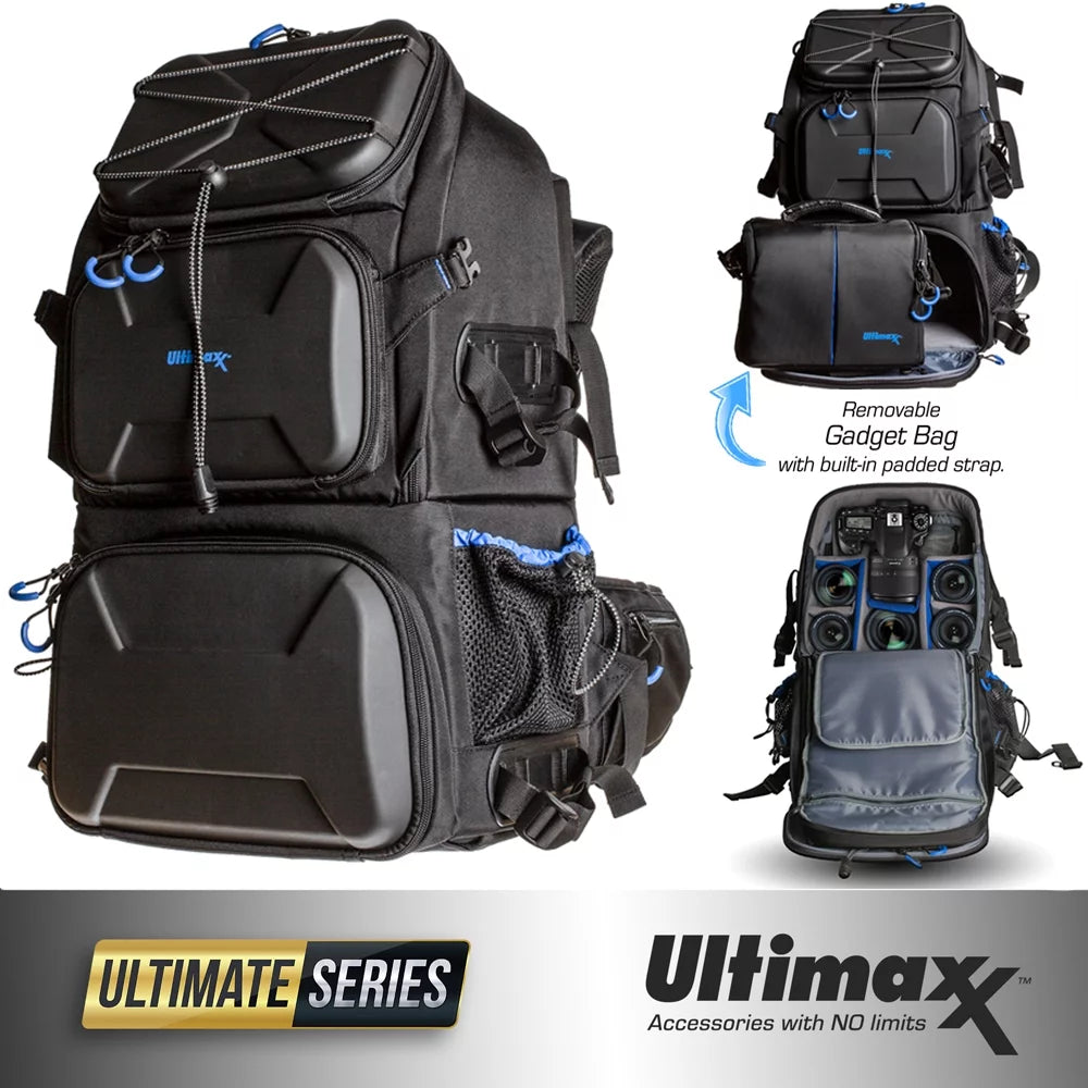 Heavy Duty Camera Backpack with Removable Gadget Bag & Waterproof Rain Cover I944573