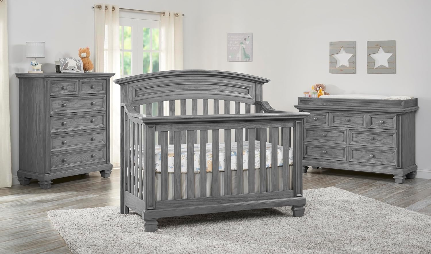 Brushed Gray 4 in 1 Convertible Crib O40510