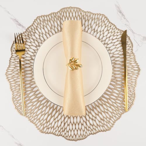 Set of 6 Gold Heat Resistant Vinyl Placemats A74710