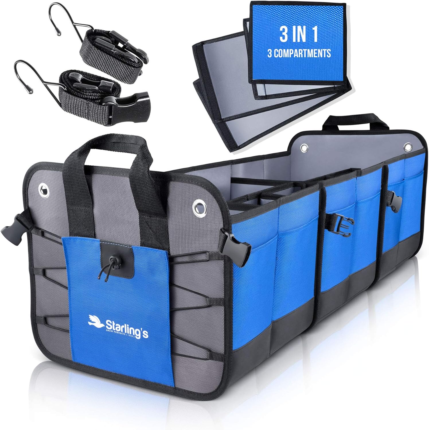 Black 3 Compartments Car Trunk Organizer T840