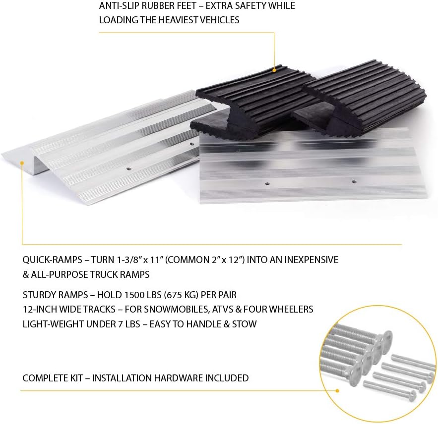 Truck and Trailer Loading Ramp Kit with Aluminum Brackets and Rubber Feet, Pack of 2 Q71952