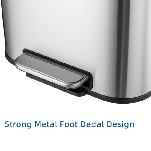 13 Gallon Stainless Steel Step Trash Can with Soft Close Lid W2025