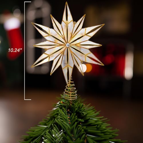 10-Light 12-Point Capiz Star Treetop Z12316
