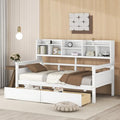 Twin Size Wood Daybed with Shelf and 2 Storage Drawers W516591