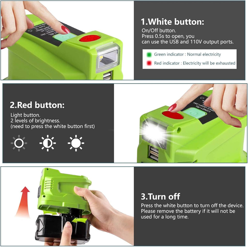 Power Inverter 150W Portable Charger DC 18V to AC 110 with AC/USB Port P76642