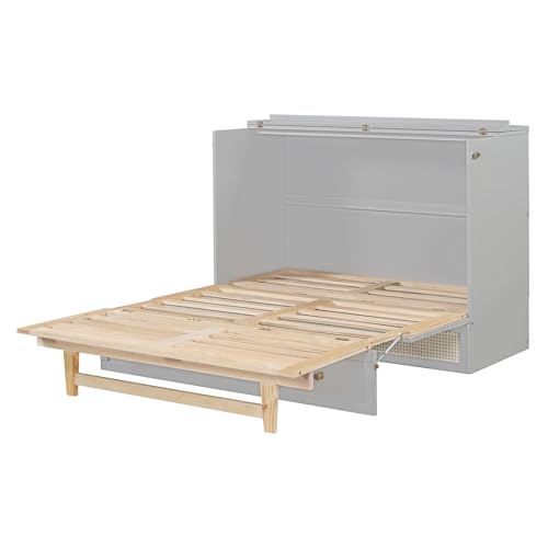 Queen Size White Wooden Murphy Bed with Drawer O5842