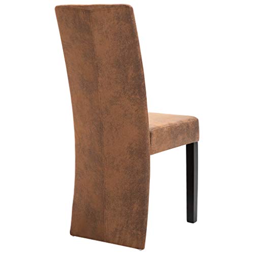 Brown Faux Suede Leather Dining Chairs 4 pcs K858