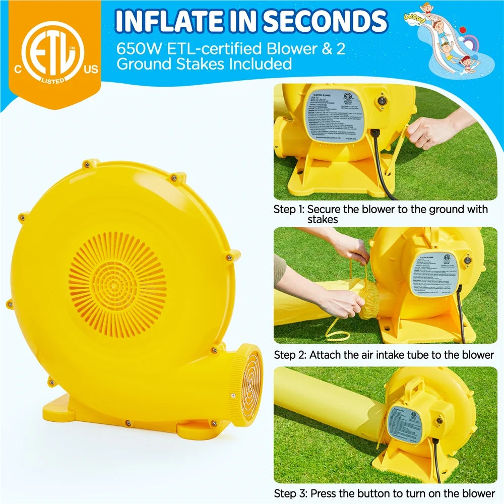 Dual Lane Inflatable Water Slide with Storage Bag & Blower X2445