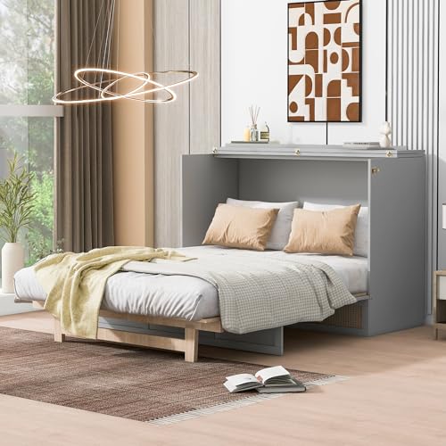 Queen Size White Wooden Murphy Bed with Drawer O5842