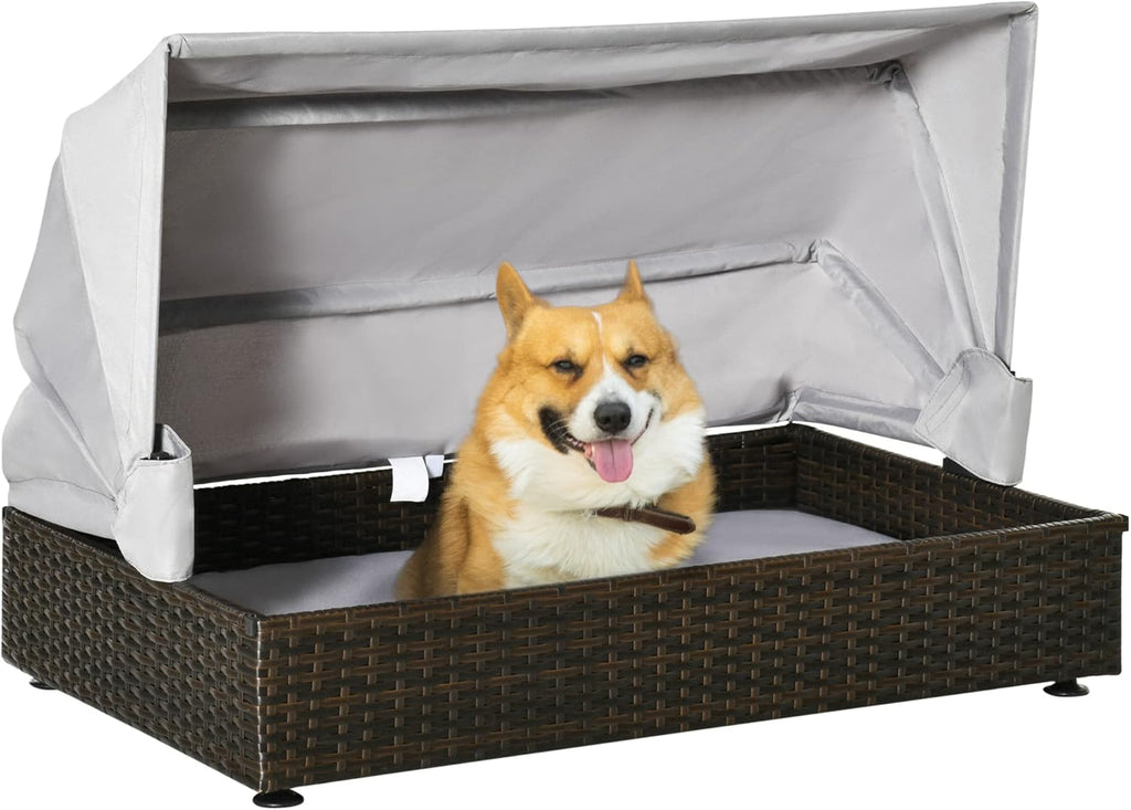 Elevated Rattan Pet Sofa with Waterproof Cushion O904