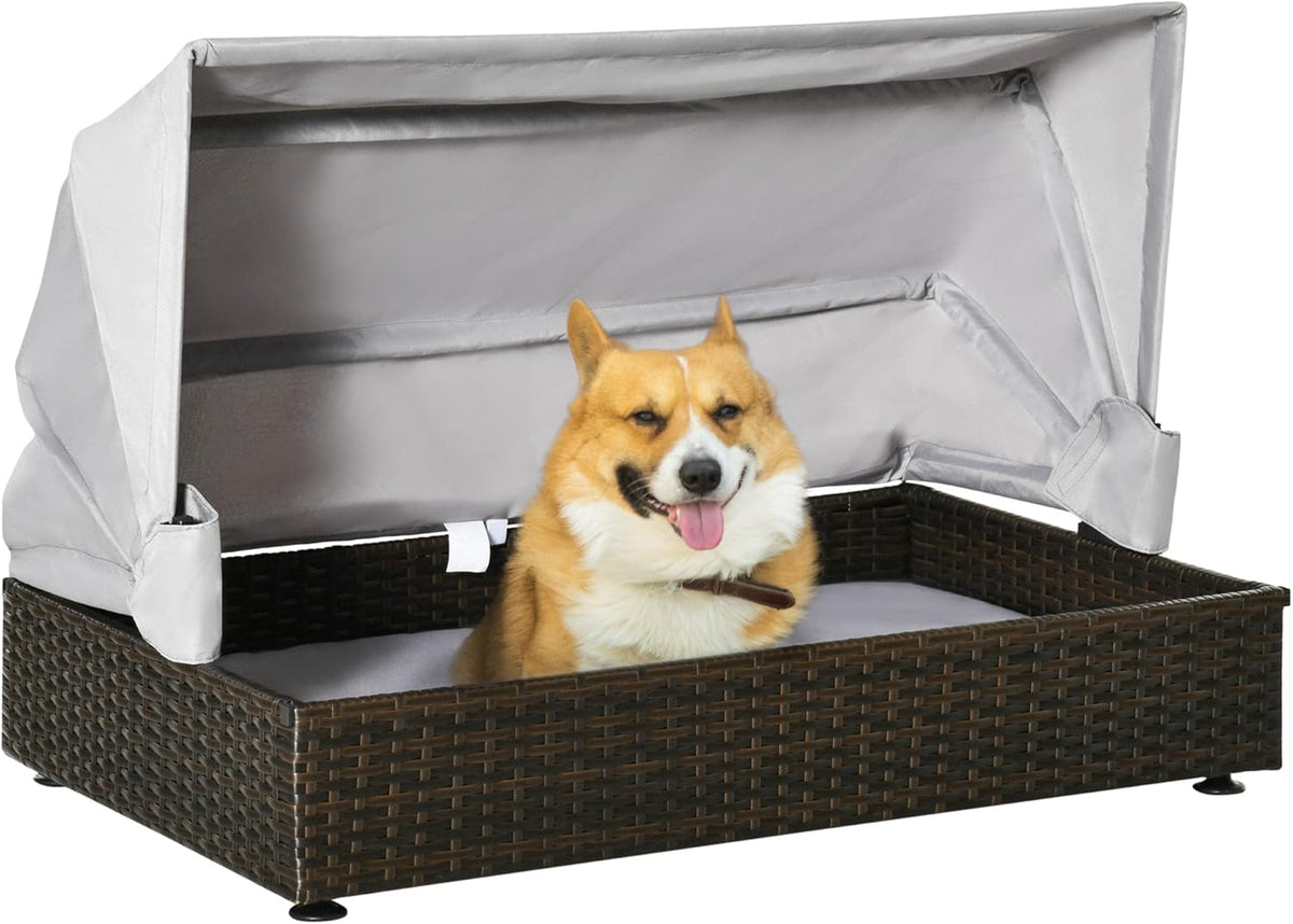 Elevated Rattan Pet Sofa with Waterproof Cushion O904