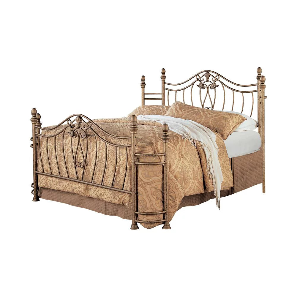 Queen Bed Antique Brushed Gold E175